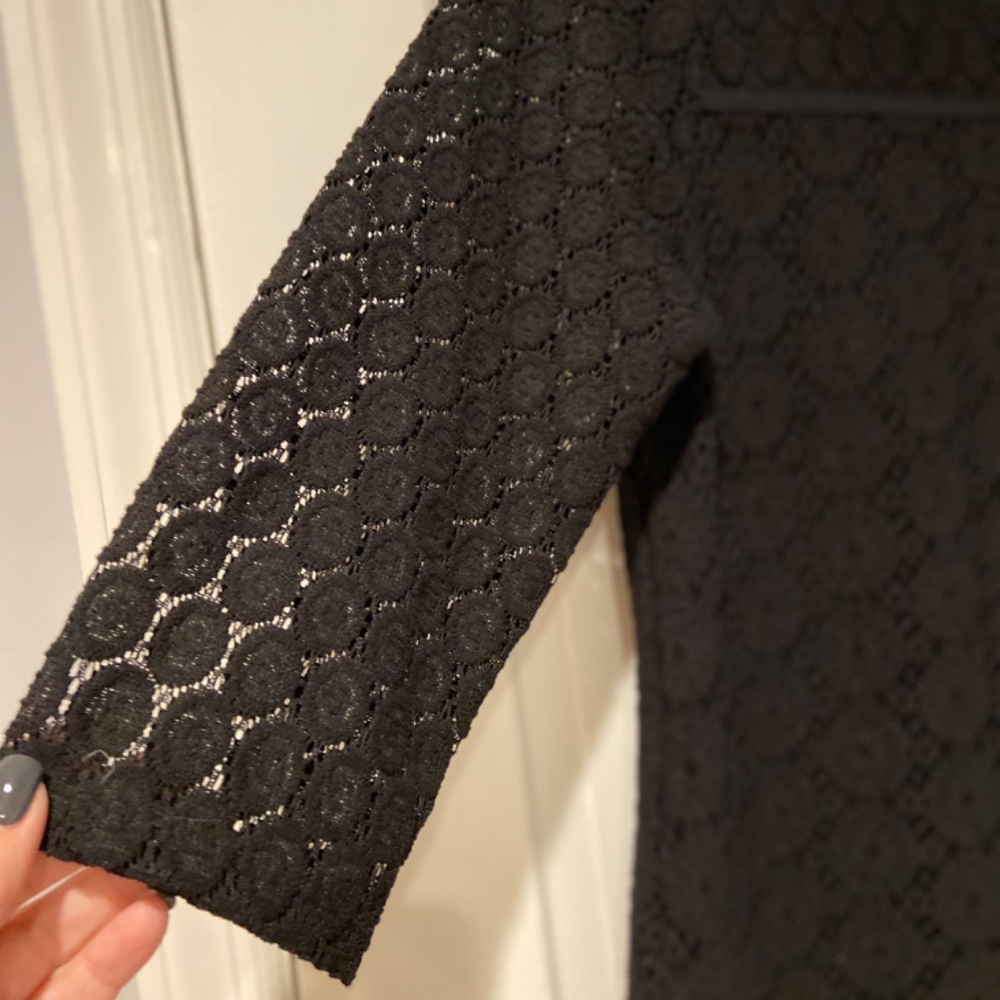 Charter Club Black Floral Crochet Lace Blouse – Size Large - Picture 3 of 6